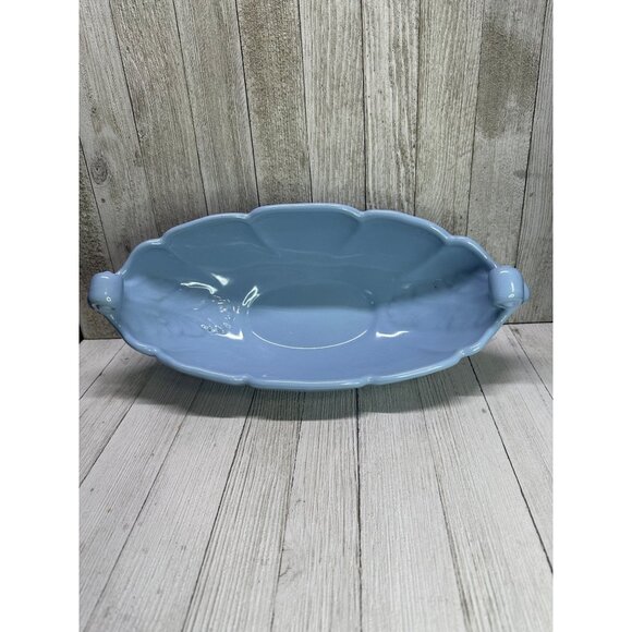 Vintage Abingdon Art Pottery Console Bowl Centerpiece USA Blue 12'' Long - Picture 6 of 9